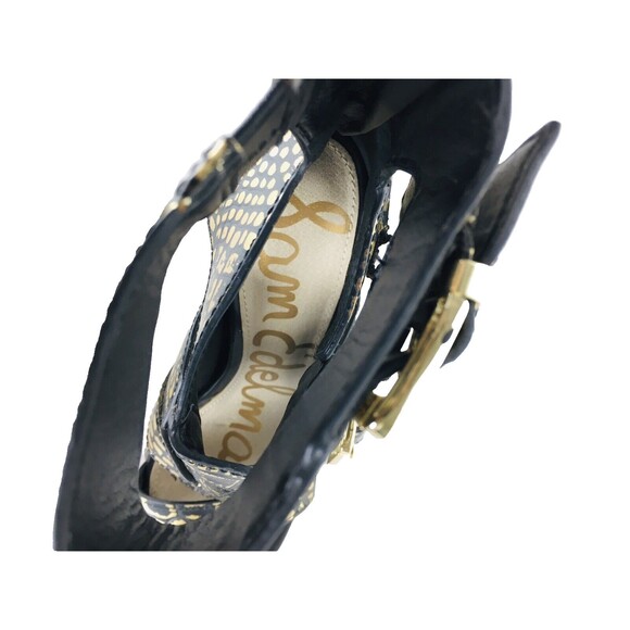 Sam Edelman Black & Gold Animal Print Strappy Caged Stiletto Heels Size 6M - Picture 10 of 12